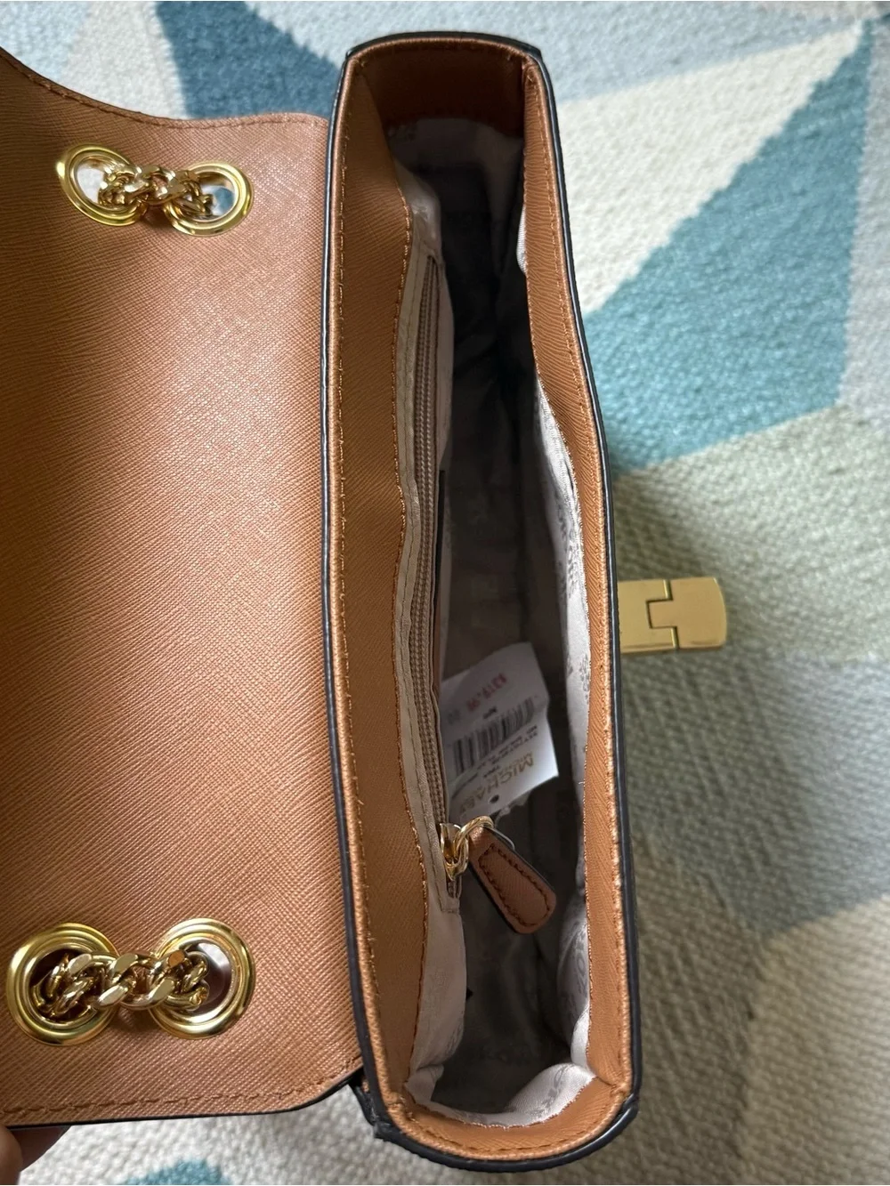 Michael Kors Brown and Tan Chain Crossbody Shoulder Bag